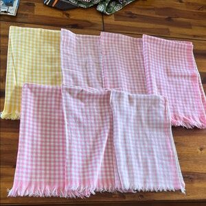 6 Vtg CANNON Pink White Gingham Hand Kitchen Towels 1 Yellow **READ**
